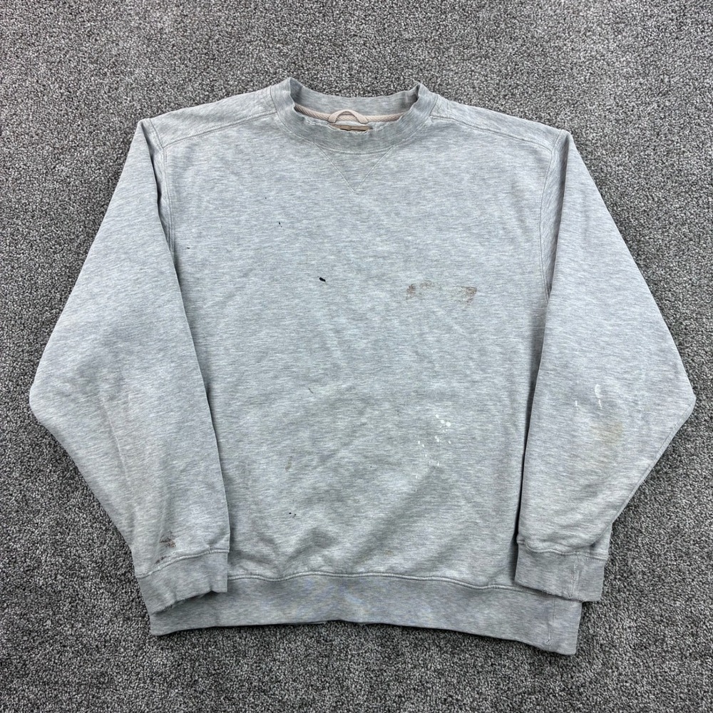 LL Bean‎ Sweatshirt Mens Large Tall Gray Crewneck Cotton Blend Heavy Blank